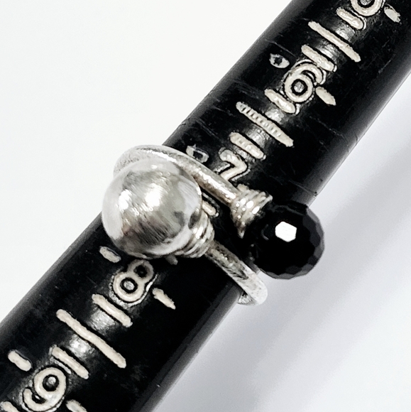 Silver black ONYX wrap Ring 7.5 - Picture 10 of 12